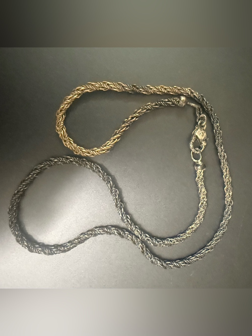 vintage Italian Sterling silver necklace 925 diamond cut rope chain 16”